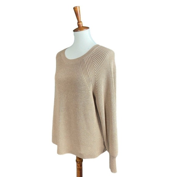 Jessica Simpson Ribbed Sweater Women's XXL Knit Tan Brown Crewneck - Picture 1 of 8